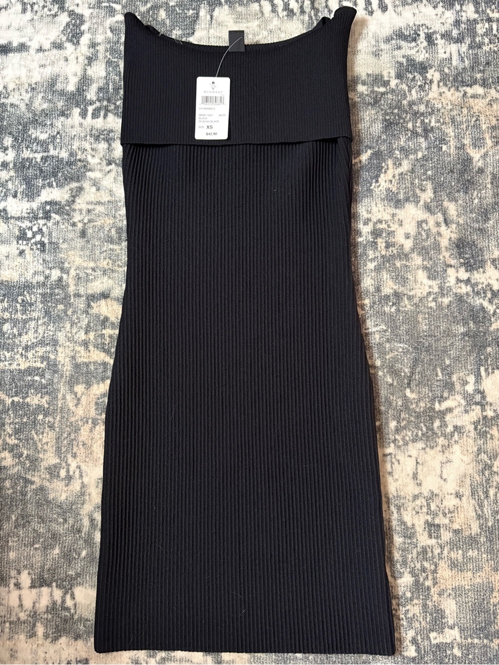 Windsor Strapless Ribbed Black Dress